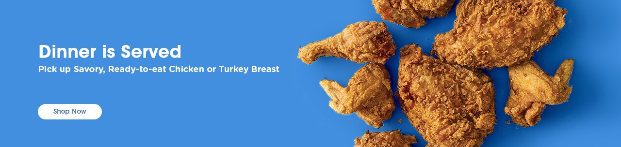 Pick Up Savor Ready-to-eat-chicken on blue background