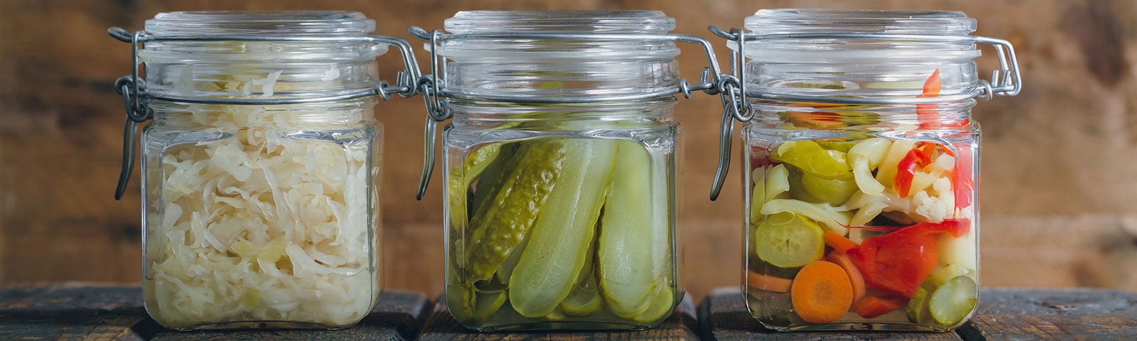 Latch lid jars with pickled veggies