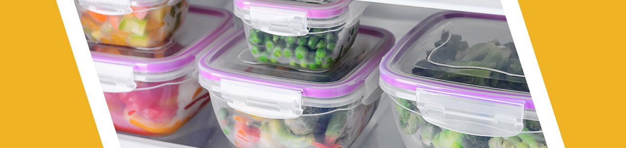 Frozen food in containers Frozen food in containers